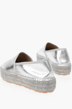 Fashion LOVE Espadrillas Platform in Pelle Laminata con Logo Inciso 4cm Donna Ballerine|Scarpe Basse