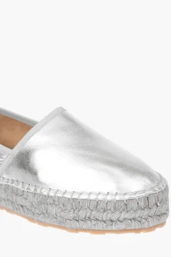 Fashion LOVE Espadrillas Platform in Pelle Laminata con Logo Inciso 4cm Donna Ballerine|Scarpe Basse