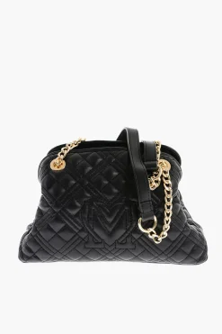 LOVE Mini Borsa a Mano Trapuntata con Logo Dorato>Moschino Outlet