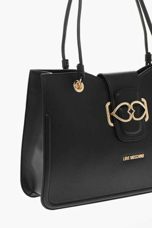 LOVE Borsa Tote in Ecopelle con Chiusura Dorata>Moschino Online