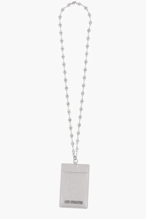 LOVE Portacarte in Ecopelle Saffiano con Catena Gioiello>Moschino Sale