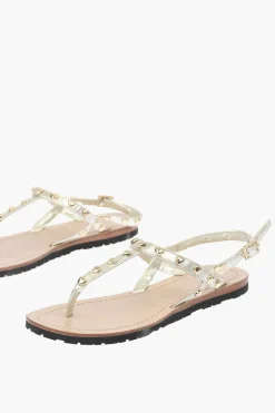 Clearance LOVE Sandali a Infradito CAPRI in Pelle Laminata con Borchie Donna Ballerine|Scarpe Basse
