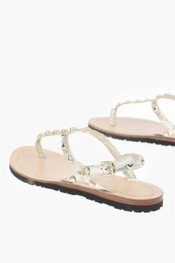 Clearance LOVE Sandali a Infradito CAPRI in Pelle Laminata con Borchie Donna Ballerine|Scarpe Basse
