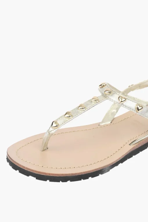 Clearance LOVE Sandali a Infradito CAPRI in Pelle Laminata con Borchie Donna Ballerine|Scarpe Basse