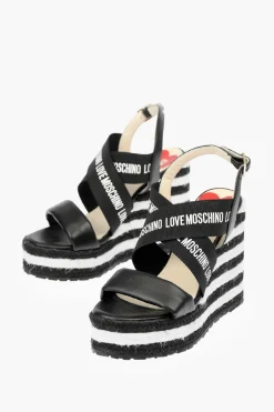 LOVE Sandali in Corda in Pelle Con Logo 12cm>Moschino Hot
