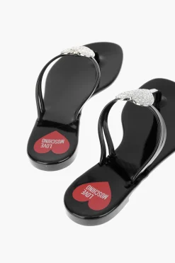 LOVE sandali infradito in gomma con dettaglio cuore>Moschino Fashion