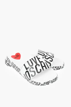 LOVE slides in ecopelle con logo stampato>Moschino Best