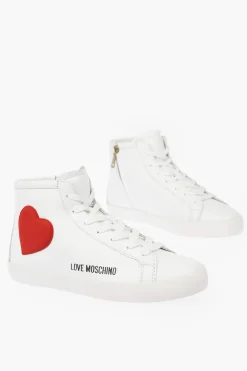 Best LOVE sneakers alte in pelle con cuore in velluto e zip laterale Donna Sneaker
