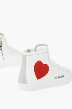 Best LOVE sneakers alte in pelle con cuore in velluto e zip laterale Donna Sneaker