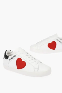 New LOVE sneakers basse in pelle con cuore in velour e banda a contrasto Donna Sneaker