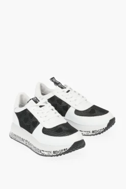 LOVE sneakers in pelle con dettagli in rete e suola logata>Moschino Discount
