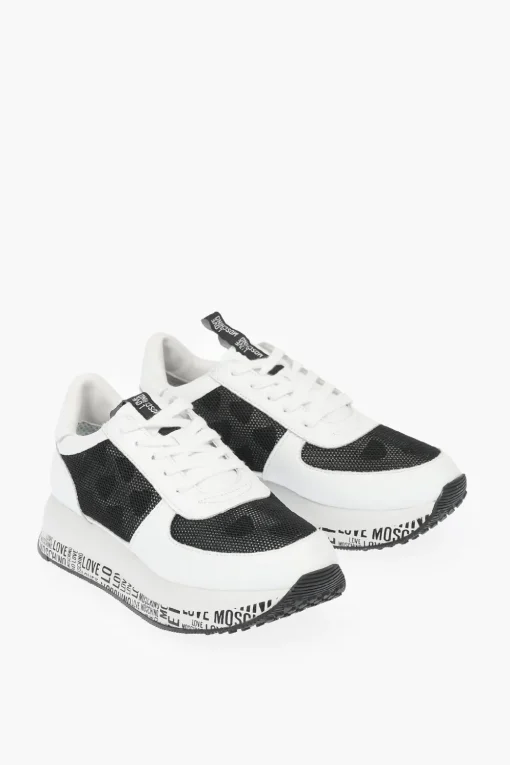 LOVE sneakers in pelle con dettagli in rete e suola logata>Moschino Discount