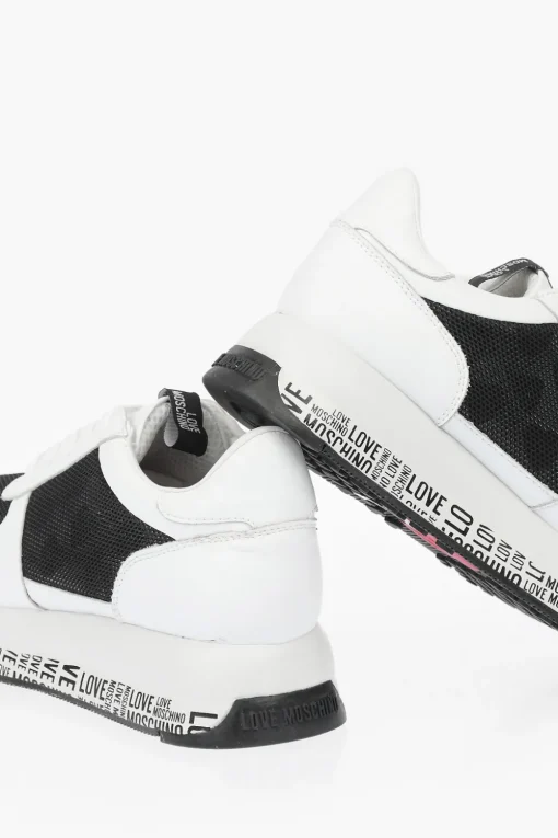LOVE sneakers in pelle con dettagli in rete e suola logata>Moschino Discount
