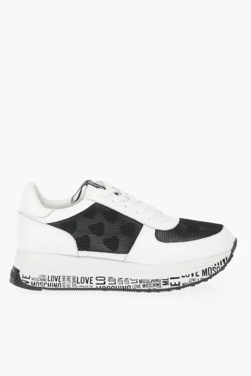 LOVE sneakers in pelle con dettagli in rete e suola logata>Moschino Discount