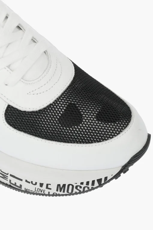 LOVE sneakers in pelle con dettagli in rete e suola logata>Moschino Discount