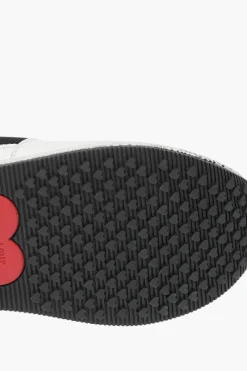 LOVE sneakers in pelle con dettagli in rete e suola logata></noscript>Moschino Discount