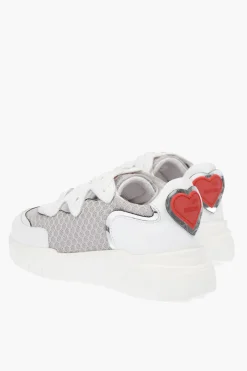 LOVE Sneakers in Pelle e Tessuto RUNNNING35 con Dettaglio Cuore Logato>Moschino Clearance