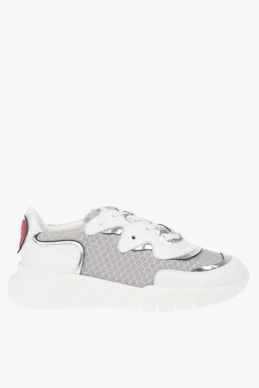 LOVE Sneakers in Pelle e Tessuto RUNNNING35 con Dettaglio Cuore Logato>Moschino Clearance