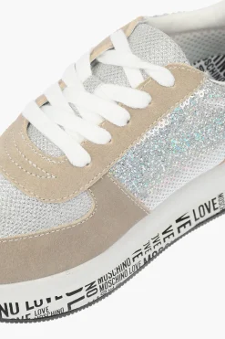 LOVE sneakers in pelle scamosciata con paillettes></noscript>Moschino Fashion