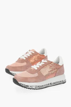 LOVE sneakers in suede e paillettes con suola logata>Moschino Outlet