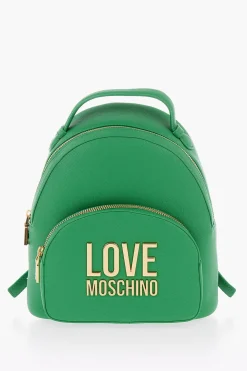 LOVE Zainetto in Ecopelle a Tinta Unita con Logo Dorato>Moschino Outlet
