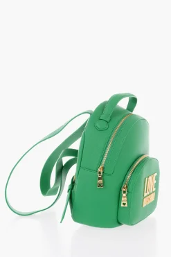 LOVE Zainetto in Ecopelle a Tinta Unita con Logo Dorato>Moschino Outlet