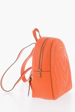 LOVE Zaino in Ecopelle a Tinta Unita con Logo Dorato>Moschino Fashion