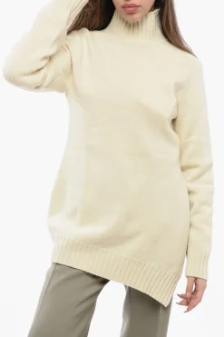 Sale Maglia a Coll Alto con Fondo Asimmetrico Donna Maglieria