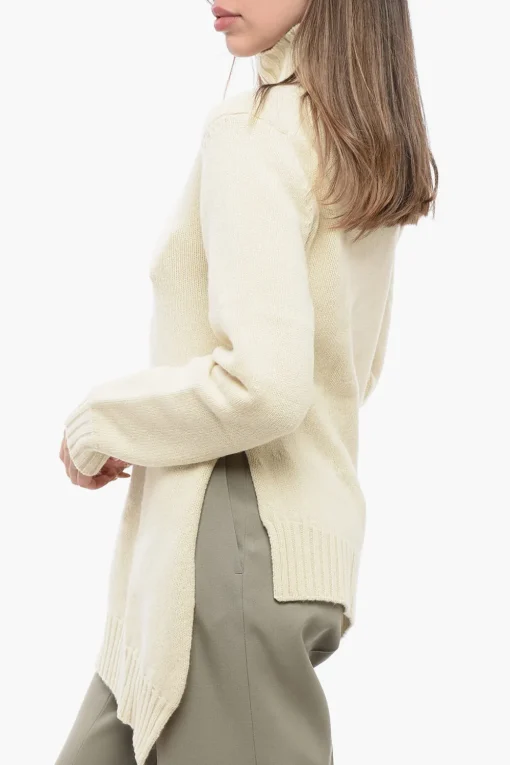 Sale Maglia a Coll Alto con Fondo Asimmetrico Donna Maglieria