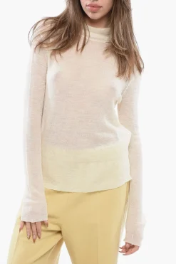 Maglia a Collo Alto con Effetto Trasparente>Jil Sander Fashion