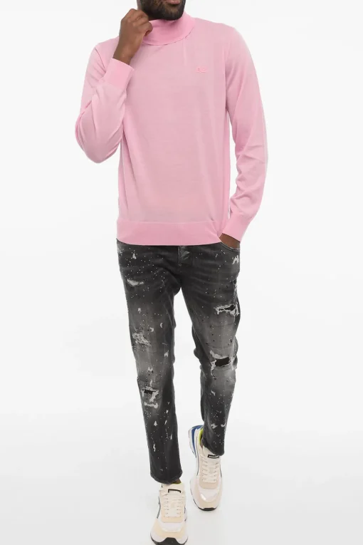 Online Maglia a Collo Alto con Monogram Tono su Tono Uomo Maglieria