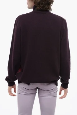 Hot Maglia a Collo Alto in Cashmere con Motivo Multicolor Uomo Maglieria
