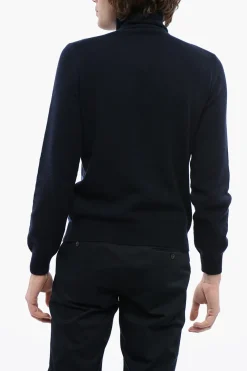 Sale Maglia a Collo Alto in Cashmere con Motivo Multicolor Uomo Maglieria