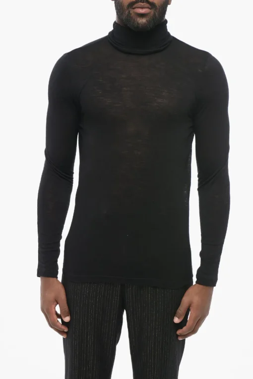 Maglia a Collo Alto in Lana Stretch Extrafine>Saint Laurent Sale