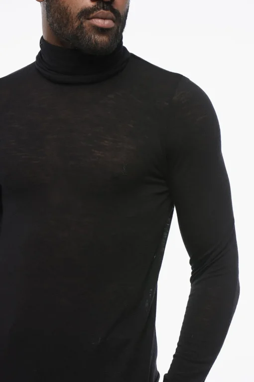 Maglia a Collo Alto in Lana Stretch Extrafine>Saint Laurent Sale