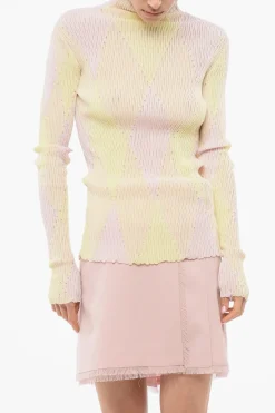 Maglia a Collo Alto in Misto Seta con Motivo Argyle>Burberry Outlet