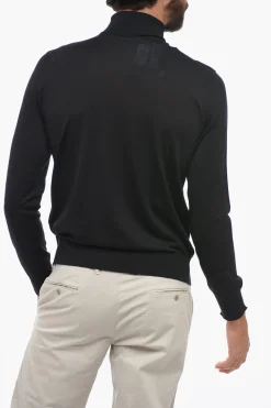 Online Maglia a Collo Alto in Misto Lana con Logo Uomo Maglieria