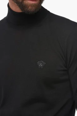 Online Maglia a Collo Alto in Misto Lana con Logo Uomo Maglieria