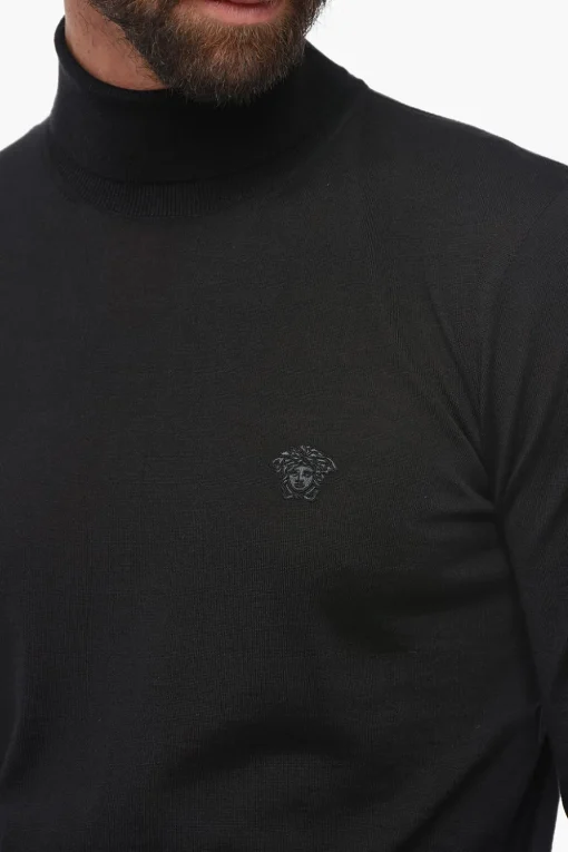 Online Maglia a Collo Alto in Misto Lana con Logo Uomo Maglieria