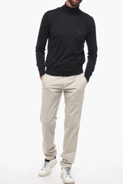 Online Maglia a Collo Alto in Misto Lana con Logo Uomo Maglieria