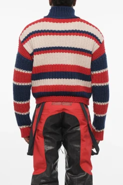 Hot Maglia a Collo Alto Tricolore In Lana E Cashmere Uomo Maglieria