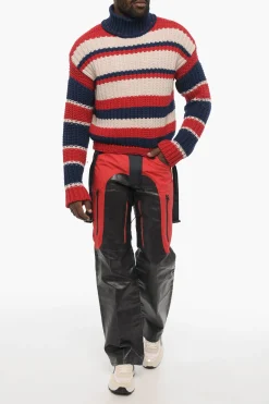 Hot Maglia a Collo Alto Tricolore In Lana E Cashmere Uomo Maglieria