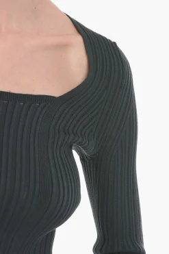 New Maglia a Costine FINESSE con Collo Squadrato Donna Maglieria