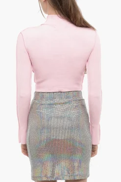 Fashion Maglia a Costine Slim Fit con Dettaglio Lace-Up Donna Maglieria