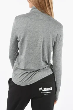 Clearance Maglia a Mezza Zip Leggera Donna T-Shirts E Tops