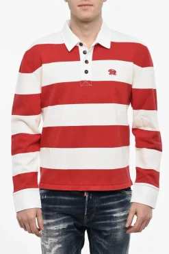 Maglia a Righe In Cotone con Collo a Polo>Dsquared2 New