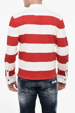 Maglia a Righe In Cotone con Collo a Polo>Dsquared2 New
