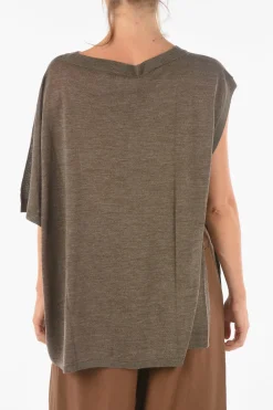 Hot Maglia Asimmetrica CURLIN a Maniche Corte Donna Maglieria