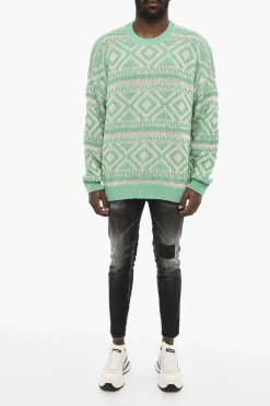 Clearance Maglia Bicolore Ricamata Uomo Maglieria