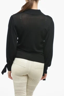 Discount Maglia Con Collo A Polo E Fiocchi Sulla Manica Donna Maglieria